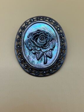Vintage Rose Brooch Abalone